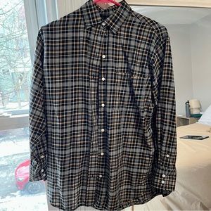 Everlane The Lightweight Flannel Oversized Shirt Khaki Plaid Black Women's Sz 0